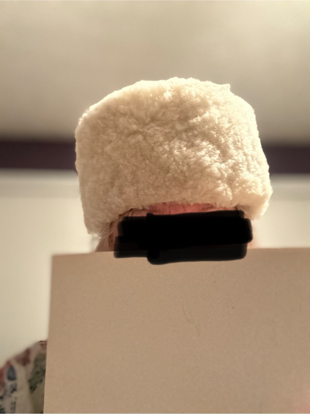 Vintage Pillbox Style Cozy Faux Shearling Winter Hat - Cream